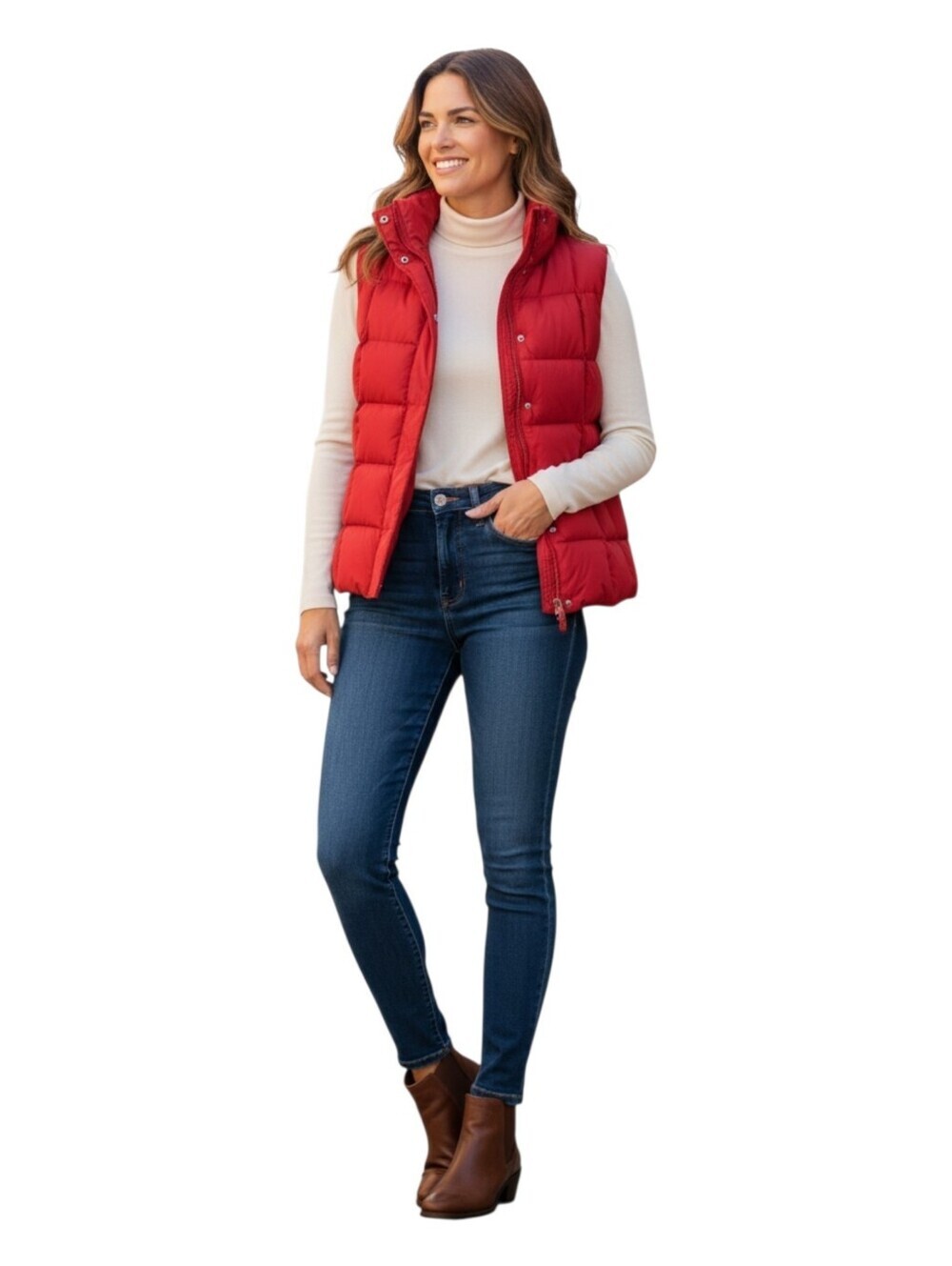 Eddie Bauer Womens Red Outdoor 700 Goose Down Puffer Vest Size Medium